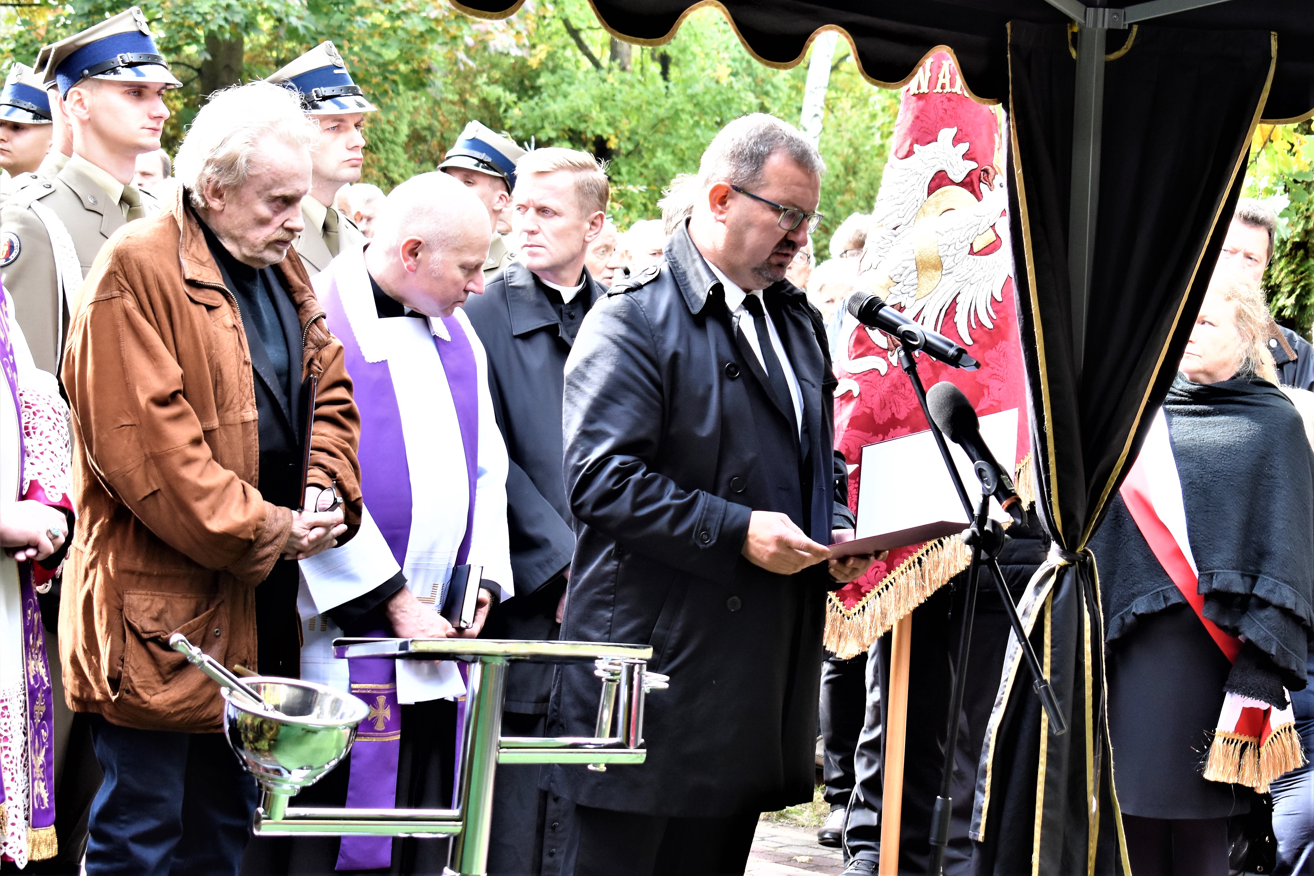 Wystąpienie wójta Godowa podcza pogrzebu Franciszka Pieczki